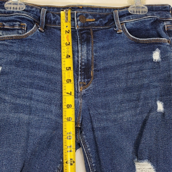 Old Navy Rockstar Womens Super Skinny Distressed Dark Blue Denim Jeans Size 10 - Picture 12 of 14